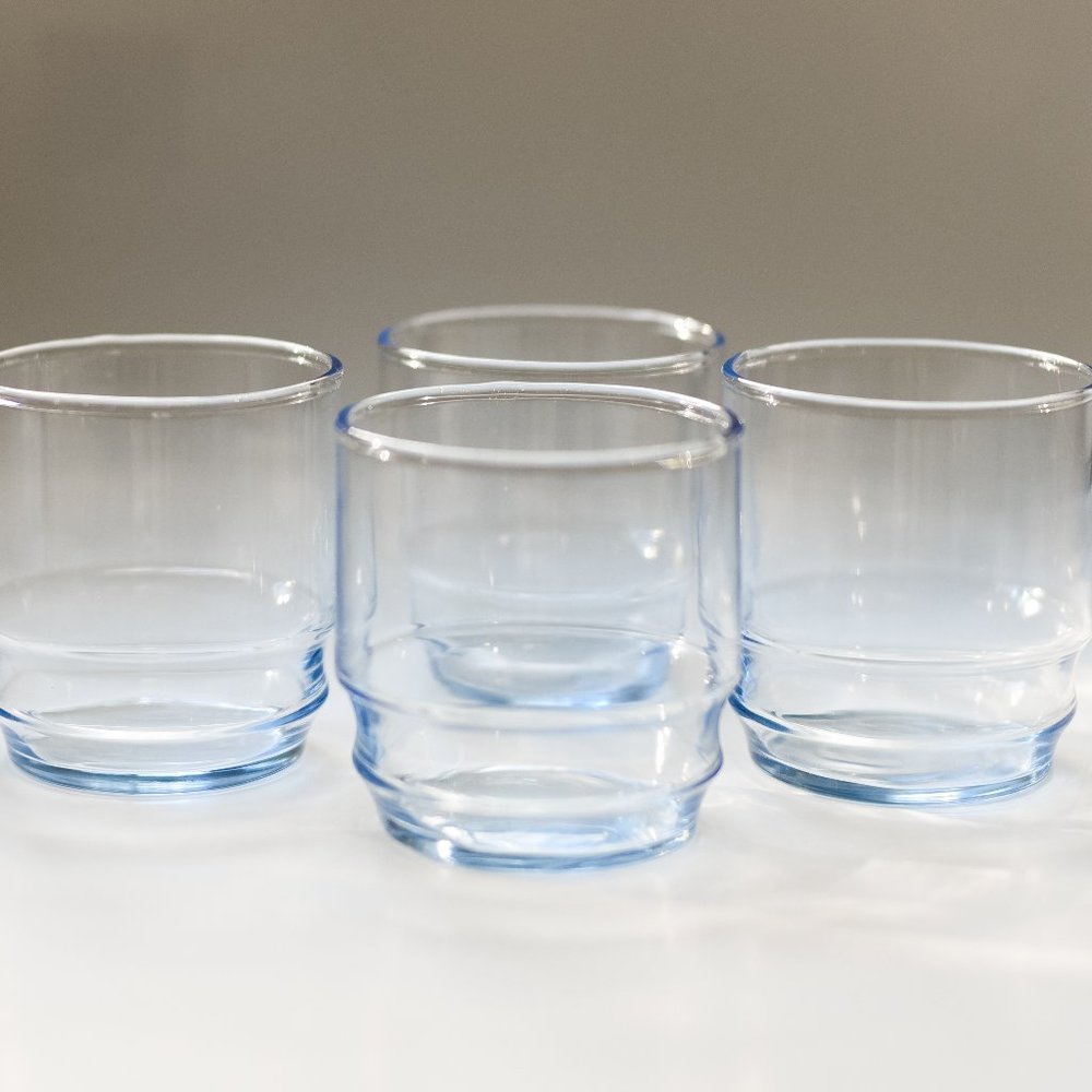 Vintage Azure Blue Rocks Glasses | Set 4 |